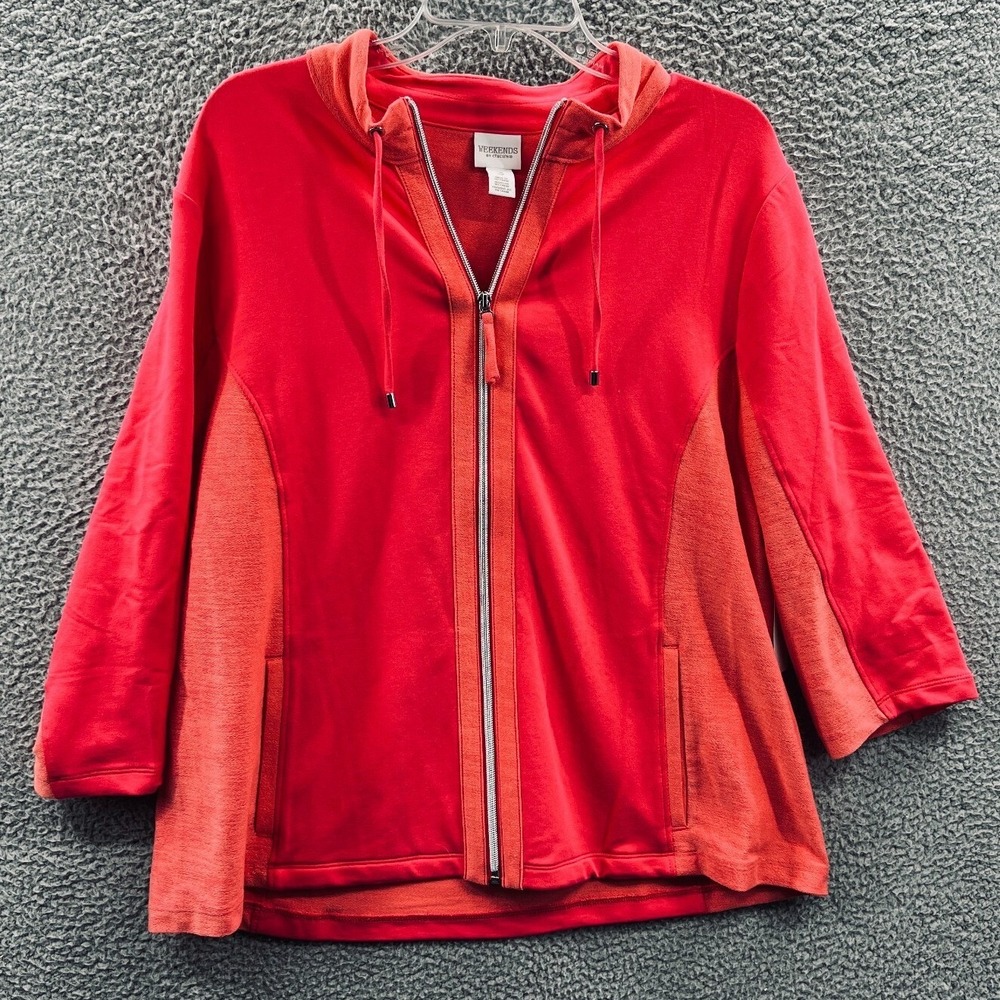 Chicos Womens Zip Front Jacket XL Colorblock Cozy Athleisure Travel Minimalist